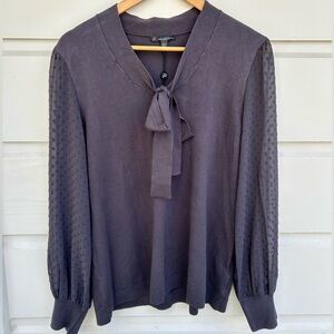 Adrianna Papell Swiss Dot Sleeve Tie-front Top